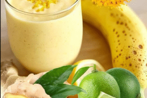 Batido Refrescante de Plátano, Limón, Jengibre y Cúrcuma