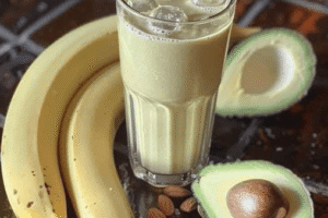 Batida de almendras, plátano, aguacate y miel: energía y nutrición en un solo vaso